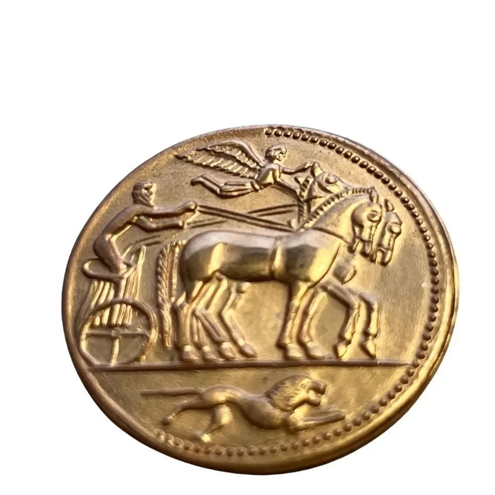 Rare MCM Ancient Egyptian Revival Gold Plated Signed Wallenberg Brooch